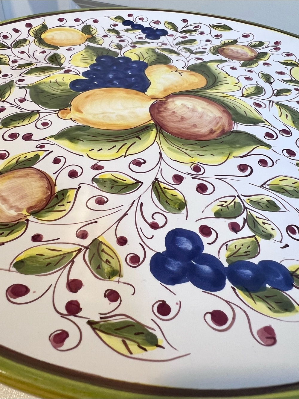 Vtg Italian Pottery Hand Painted Fruit Wall Plate 14” Santo Stefano di Camastra - Picture 3 of 8